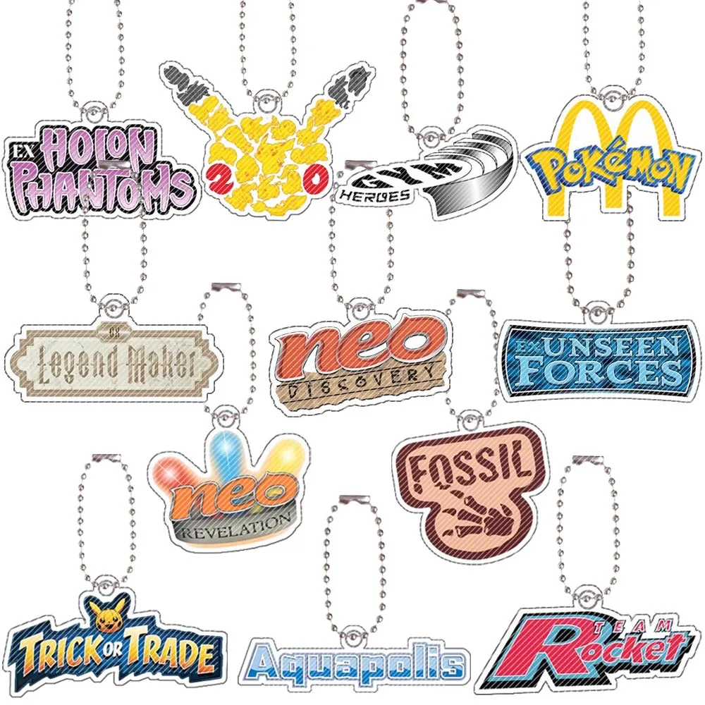 Anime pokemon acrílico chaveiro sv11 sv10 glória do equipe foguete neo destino logotipo jogo coleção cartão acrílico saco pingente chaveiro
