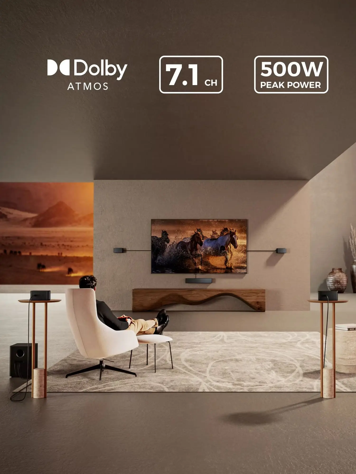 ULTIMEA 7.1 System dźwięku przestrzennego Soundbar do telewizora z Dolby Atmos i sterowaniem przez aplikację, głośnik Bluetooth do kina domowego z subwooferem — zdjęcie produktu 7
