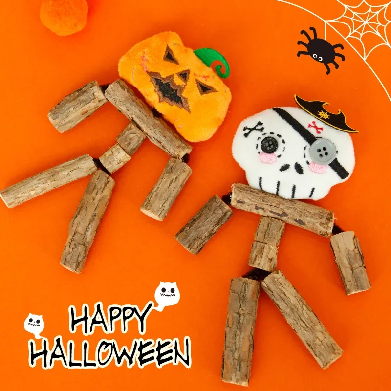 New Instagram Pet Products Wood Polygonum Molar Stick Cat Toy Halloween Skull Pumpkin Christmas Gift Photo Props