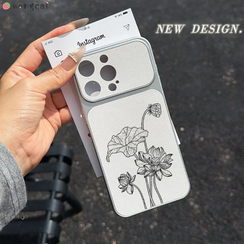Étui de téléphone en cuir noir élégant avec motif de fleur de lotus pour OnePlus 15 13 13R 12 12R 11 11R ACE 6 5 Racing Ultra 3 3V 2V 5G 4G