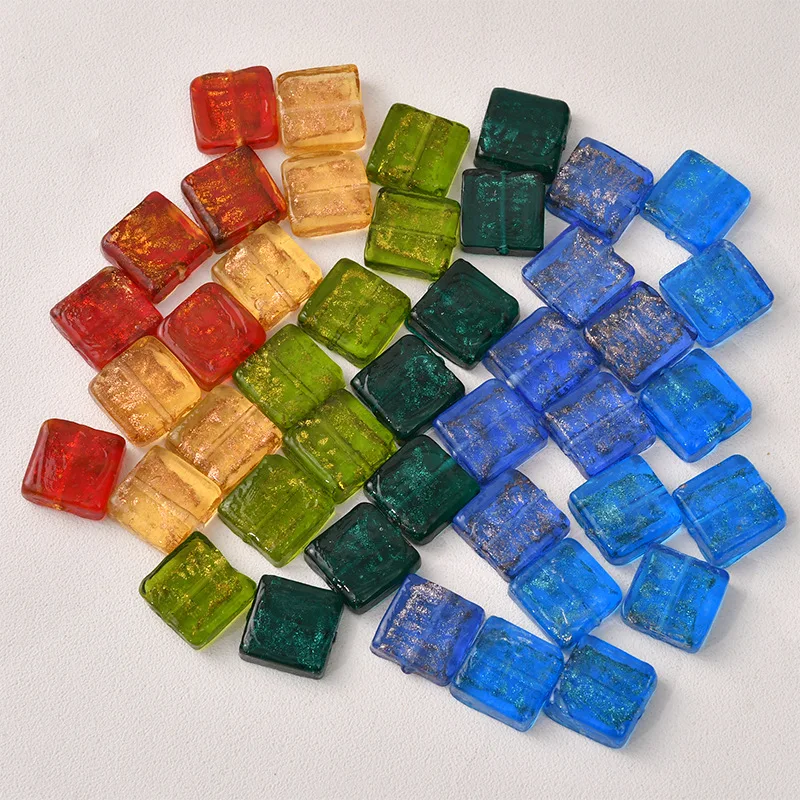 

2PC Vintage Color Glazed Shining Glitter Square Straight Hole Loose Beads For Earrings Bracelet Necklace Handmade Jewelry Making