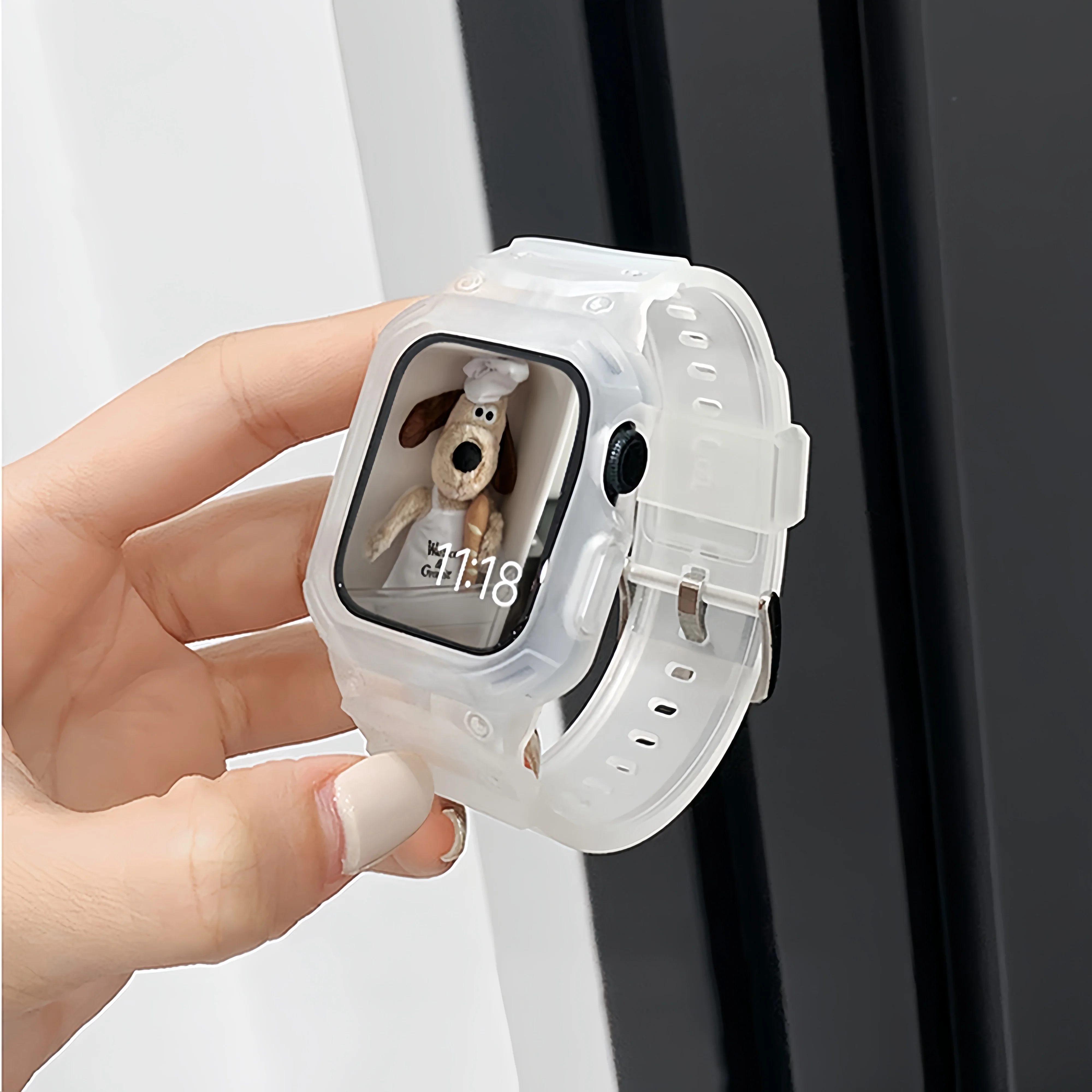 Apple Watch Series 8/7/6/SE/5/4/3/2/1対応 バンドケース メンズ レディース TPU クリアストラップ iWatch 45mm/41mm/44mm/42mm/38mm/40mm対応