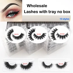 Wholesale Lashes 10pairs/30pairs Mink Lashes With Tray No Box Bulk 3D Mink Eyelashes Full Strip Lashes Mink False Eyelash Makeup