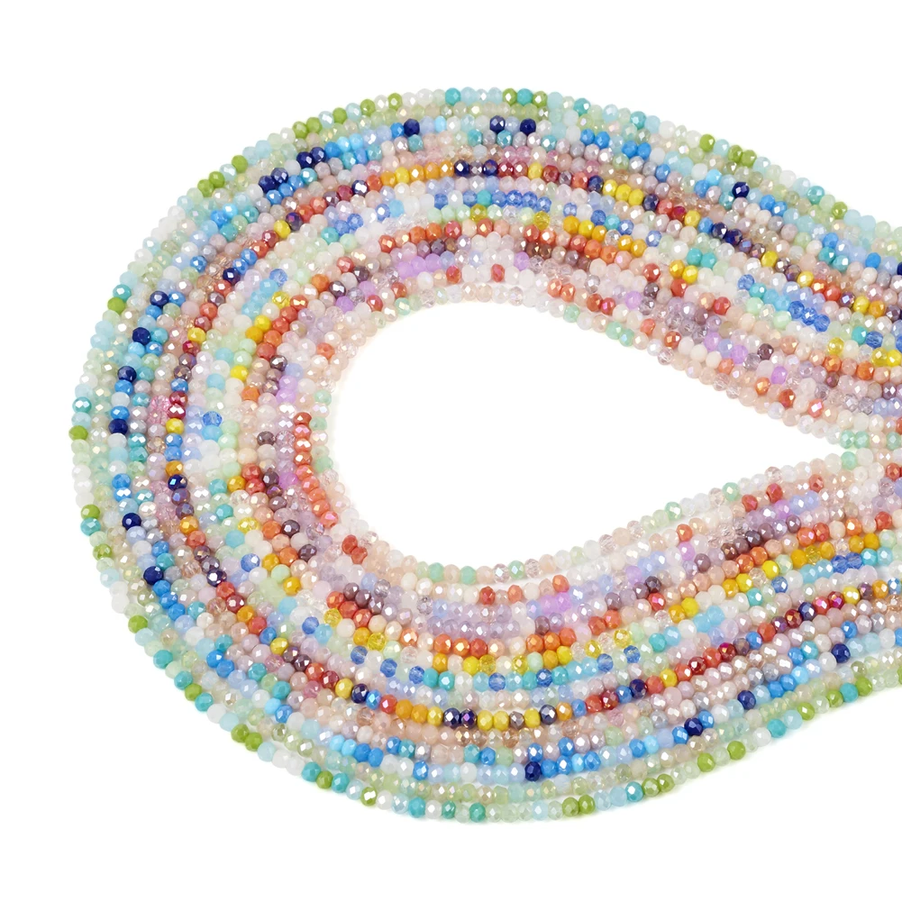 

14 Strands Rondelle Electroplate Faceted Glass Beads AB Color Plated Spacer Bead for Jewelry Making DIY Bracelet Earring 3x2.5mm