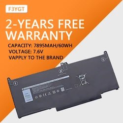 F3YGT 60WH Laptop Battery for Dell Latitude 12 13 14 7280 7290 7380 7390 7480 7490 E7280 E7290 E7380