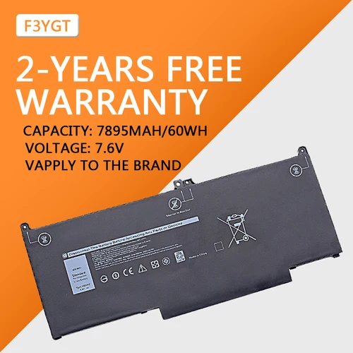 F3YGT-batería para portátil Dell Latitude 12, 13, 14, 7280, 7290, 7380, 7390, 7480, 7490, E7280, E7290, E7380, 60Wh