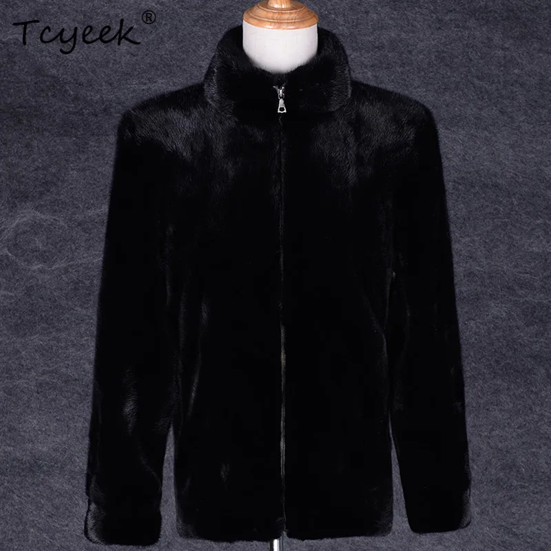 

Tcyeek Real Mink Fur Coat Men Winter Clothes Stand Collar Mens Coats Warm Real Fur Jacket New in Outerwears 2025 Куртка Мужская