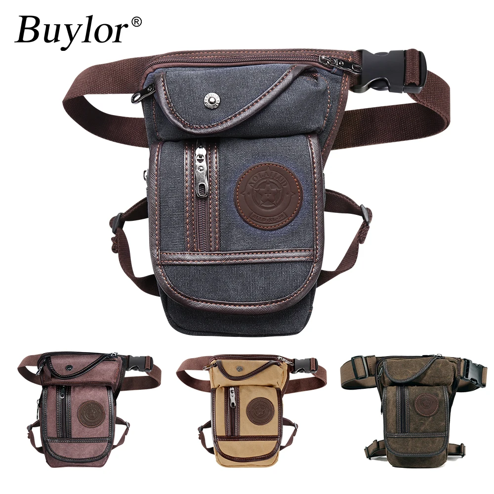 Buylor Cycle Drop Leg Bags Vintage Thigh Fanny Pack Canvas/Nylon Riding Waist Pack Military Motor Cycle Messenger Shoulder Bags