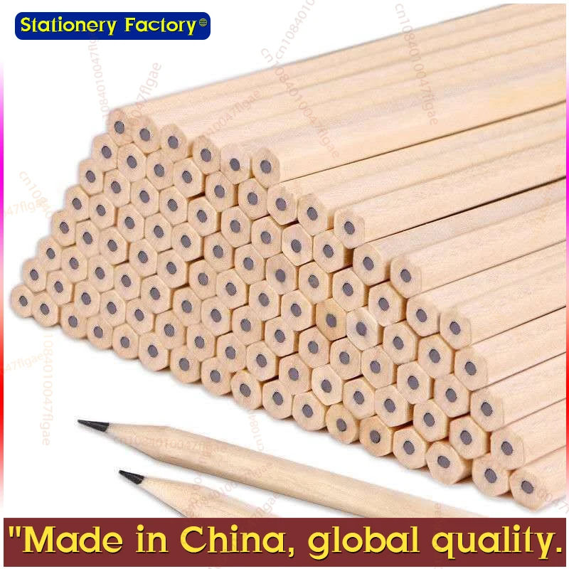100 unids/lote lápiz de madera HB negro Hexagonal no tóxico pintura escritura lápiz estándar papelería bonita suministros escolares de oficina