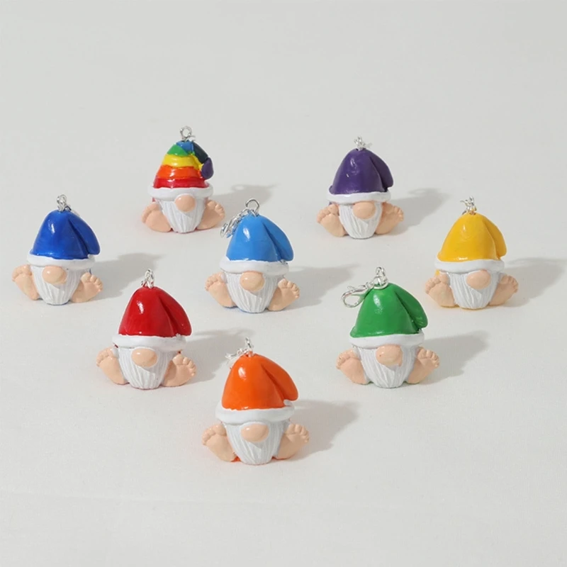 Creative lovely Mini Gnomes Keychain Figurine Fairy Garden Gnomes Statue Resin Micro Landscape Gnomes Ornaments Keychain Pendant