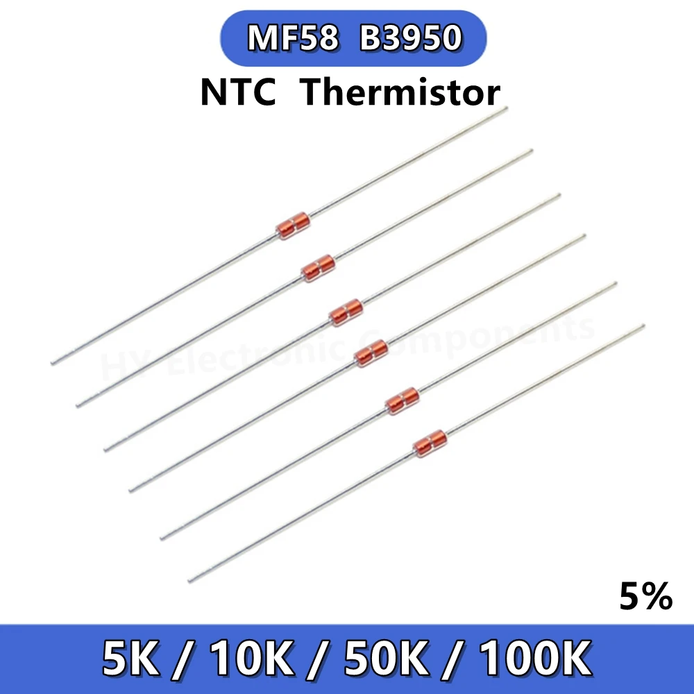 20PCS MF58 NTC Thermistor Resistor NTC-MF58 5K 10K 50K 100K 5% 3950 B 3950 Resistance