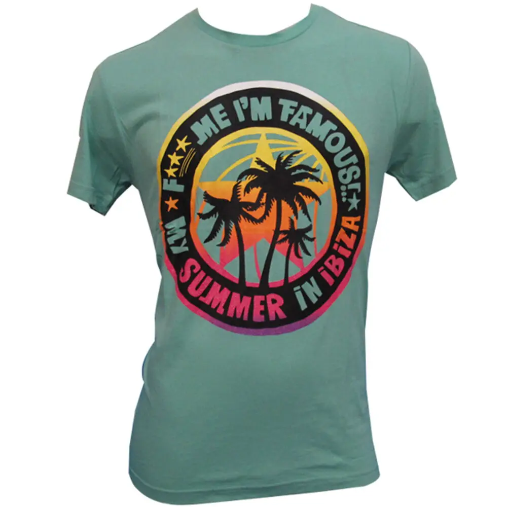 David Guetta F Me I'm Famous Ibiza Mens T Shirt Summer Palms Logo Mint GREEN