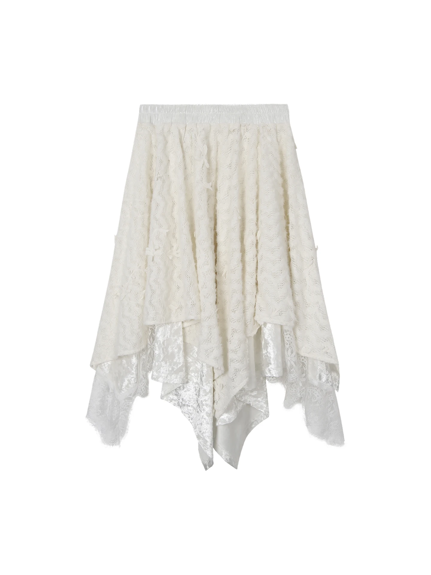 Red Celebri A-Line Midi Skirt Women's New 2025 Autumn Winter Irregular Lace Wrap Body Beautiful Skirt Commute Simple Sle