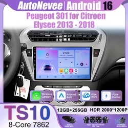 Android 16 Carplay For Peugeot 301 for Citroen C-Elysee CElysee 2012 - 2016 Auto Radio Stereo GPS Navigation Multimidia Player