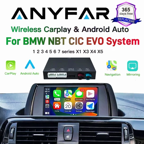 Imagen 1 del producto CarPlay inalámbrico para BMW NBT/CIC/EVO 1 2 3 4 5 7 Series E70 F10 X1 X3 F25 F26 F48 MINI X4 X5 X6 F56 F15 decodificador automático Android