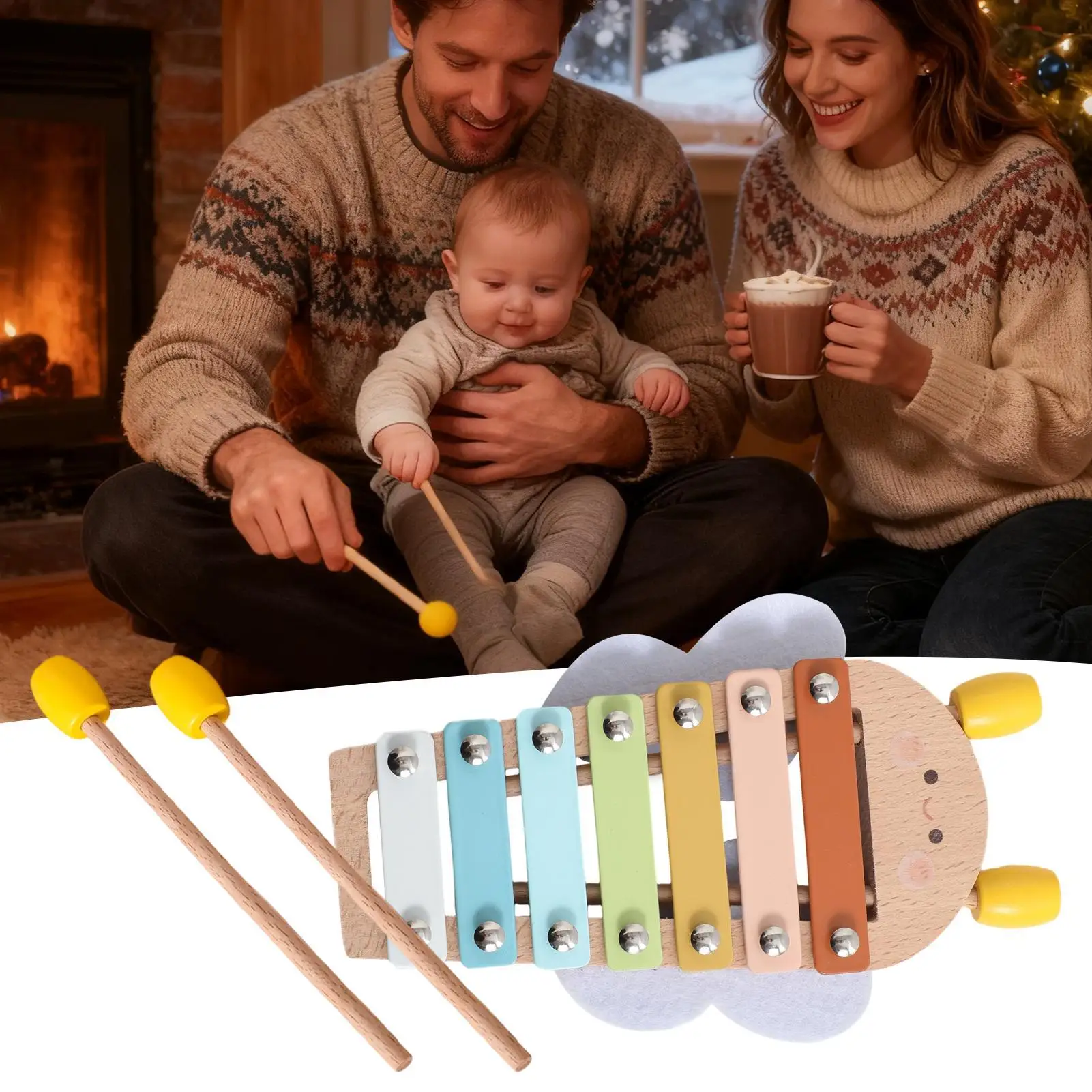 Crianças xilofone de madeira educacional xilofone brinquedo musical para o desenvolvimento precoce instrumento musical 6-12 meses meninos meninas aniversário