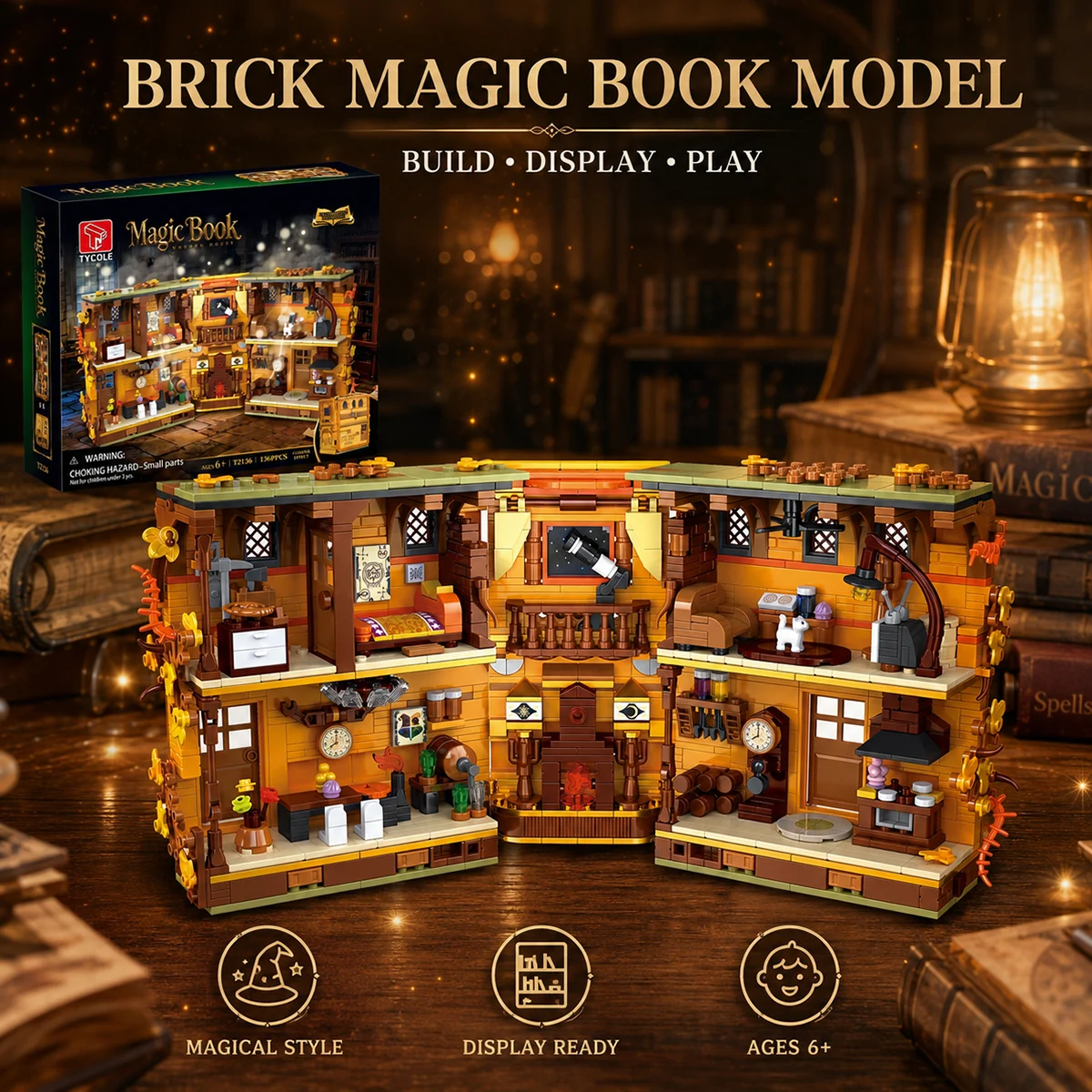 1369PCS Wood‑Style House Building Blocks Toy Model 2in1 Sets With Box Creative Desktop Ornament Bricks Festival Gifts