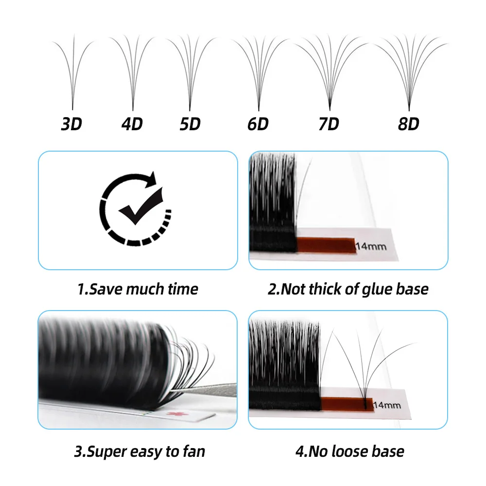 AGUUD C CC D DD Curl Rapid Volume Fans Lashes Self Fanning Lash Extensions Blooming Eyelashes 0.03 0.05 0.07mm Easy Fan Lashes