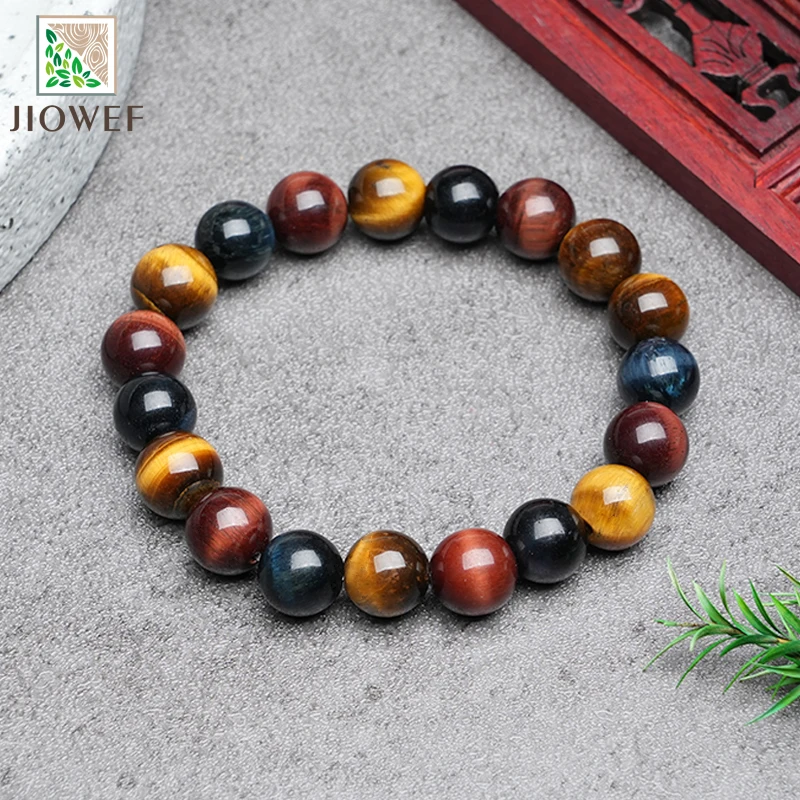 Natural Tricolor Tiger Eye Natural Stone Round Bead Bracelet for Women Anime Bracelet on Hand Gift Jewelry for Men 6/8/10/12mm