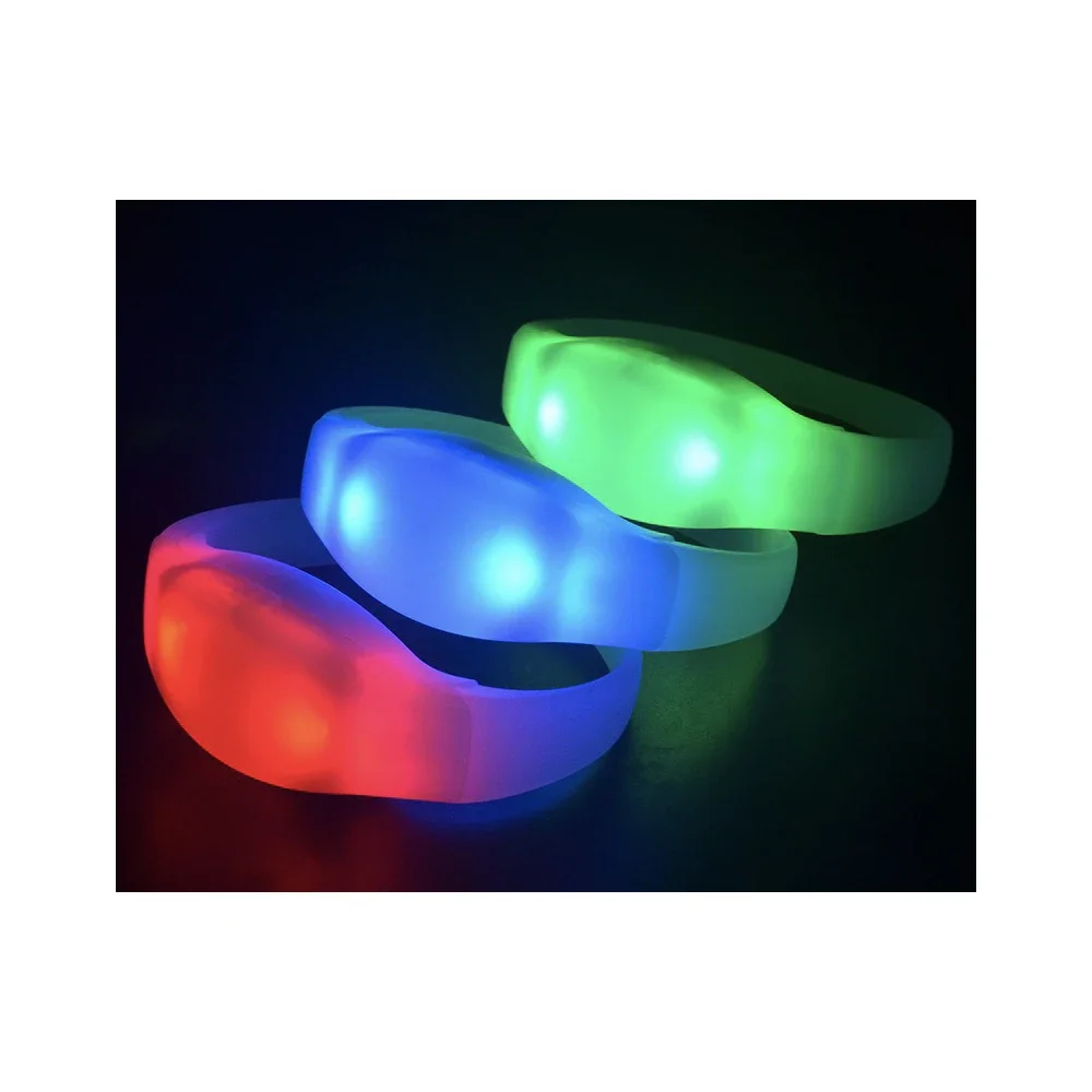 

50PC Wristband Fluorescent Bracelet Sound Control Led Flashing Silicone Vibration Bangle Christmas DJ Wedding Party Decoration