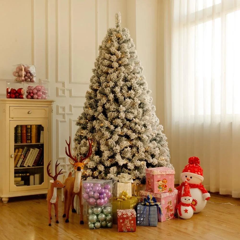 

Искусственная рождественская елка с предварительной подсветкой, 7,5 футов, снег, автоспрессия 350, светодиодный светильник