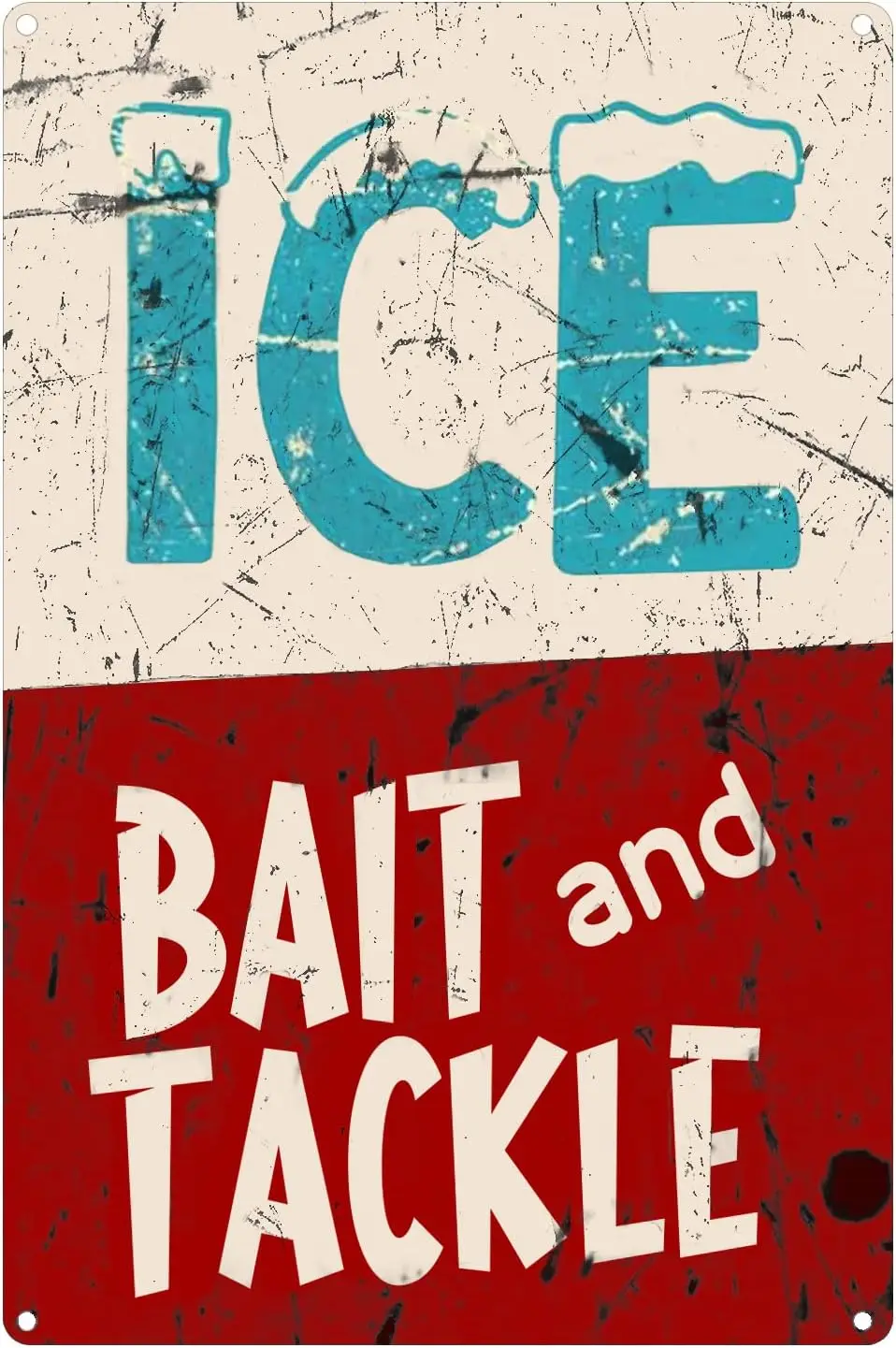 Tin Sign Ice Bait Tackle Fish Fishing Marina Shop Metal Sign Shack Rustic Fishing Decor Lake House Cottage Cabin Metal Sign sign