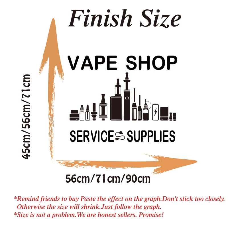 Vape Shop Electronic Cigarette Service & Supplies Window Wall Sticker Decal Vinyl Shop Decoration Waterproof