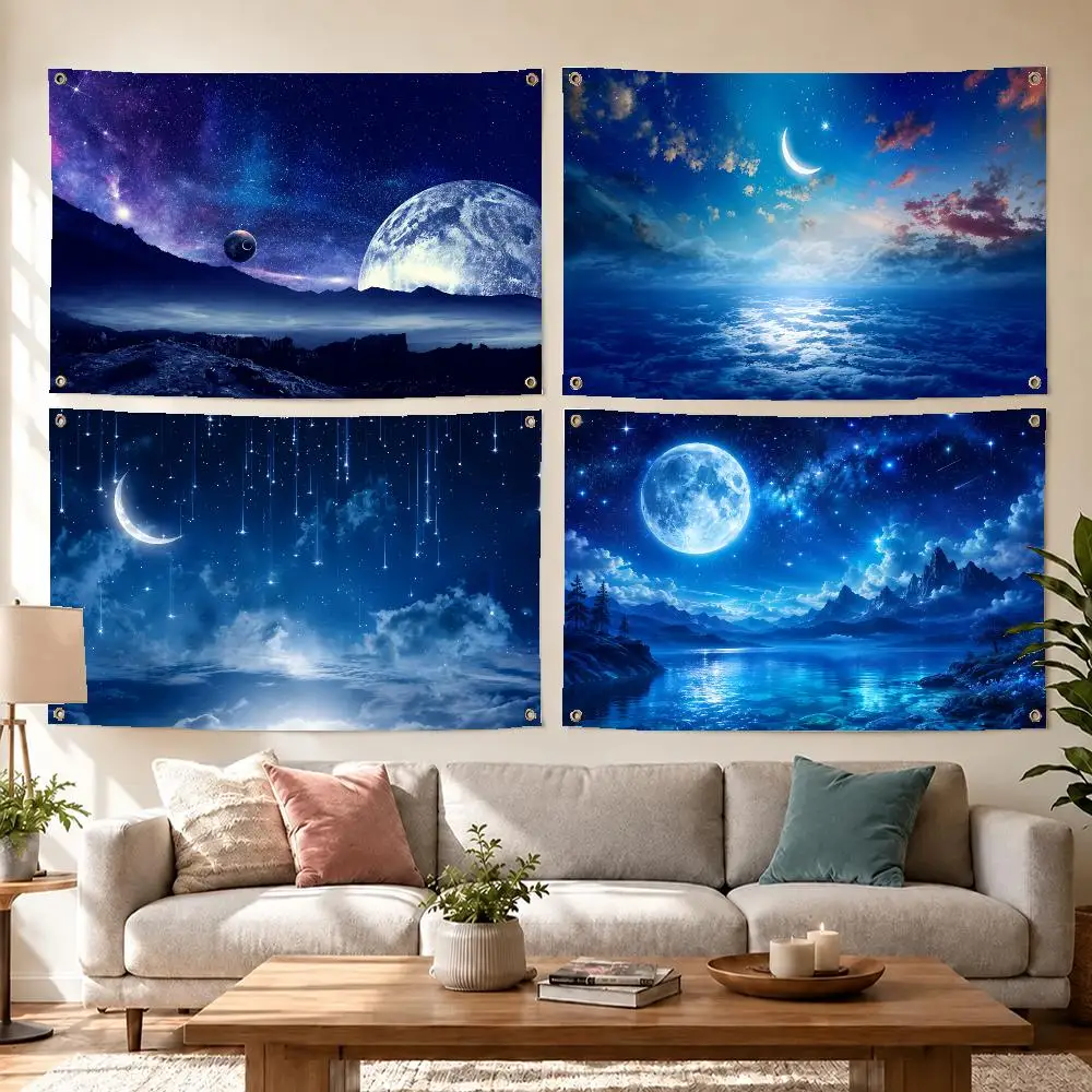 Dream Art Starry Sky Flags Concert Print Wall Hanging Art Banner, Indoor Outdoor Bedroom Home Decor Backdrop, Perfect Gift