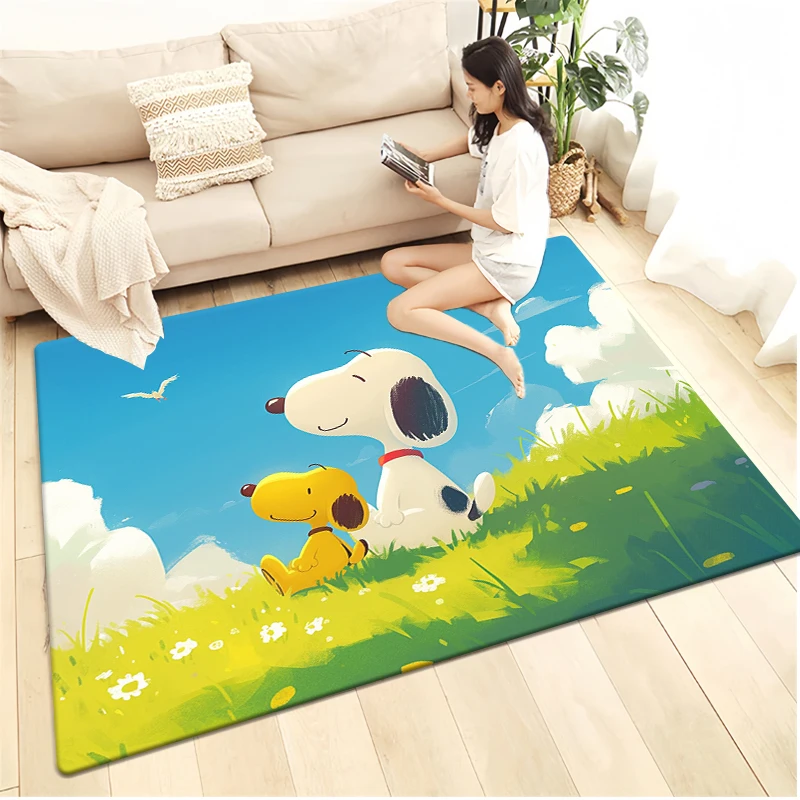 Miniso Snoopy Cartoon HD Printed Carpet,Living Room Bedroom Entrance Door Mat,Sofa,Home Decoration Carpet,Camping,Picnic Rug