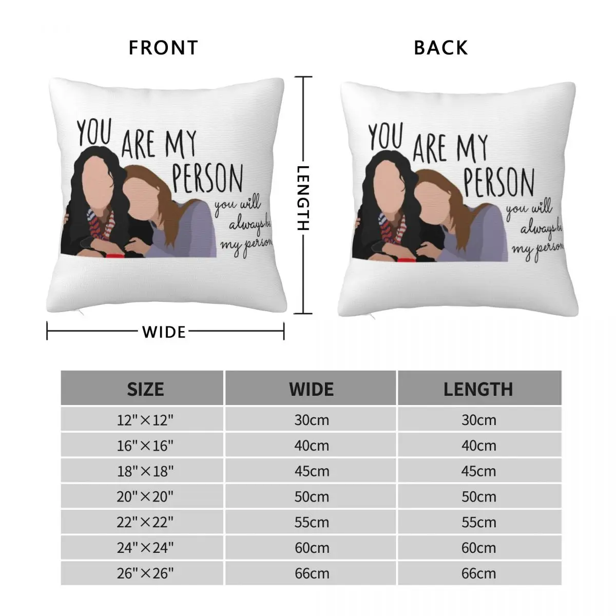 Grey's Anatomy You Are My Person Square Pillowcase Polyester Linen Velvet Pattern Zip Decorative Car Cushion Cover
