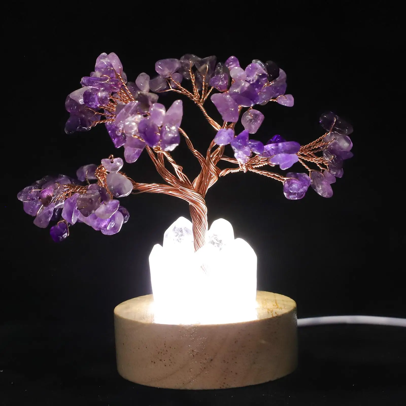 Amethyst Bedside Small Lamp Decorative Money Tree Warm Money Tree Night Light Atmosphere Lighting Bedroom Lamp
