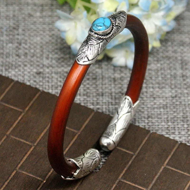 

Authentic Shannan Yujie Jixueteng bracelet Tibetan silver and turquoise, a zodiac year accessory with ethnic charm