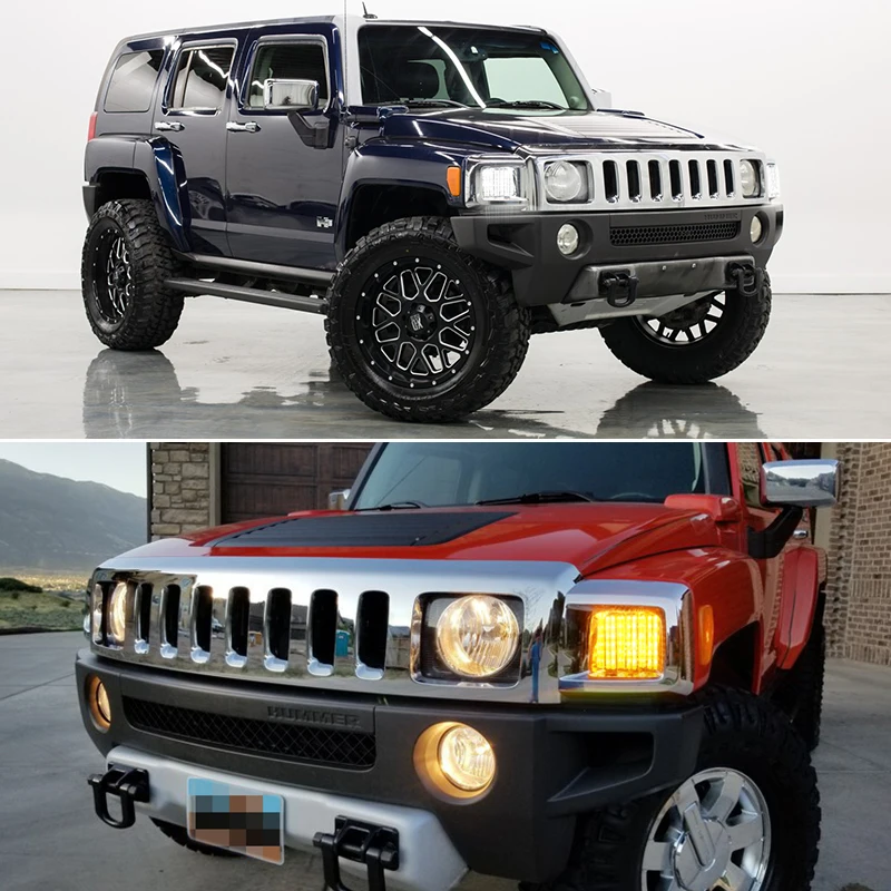 2x For Hummer H3 H3T 2006-2010 Front Bumper Corner Switchback White/Amber Sequential Led DRL Parking/Turn Signal Lights