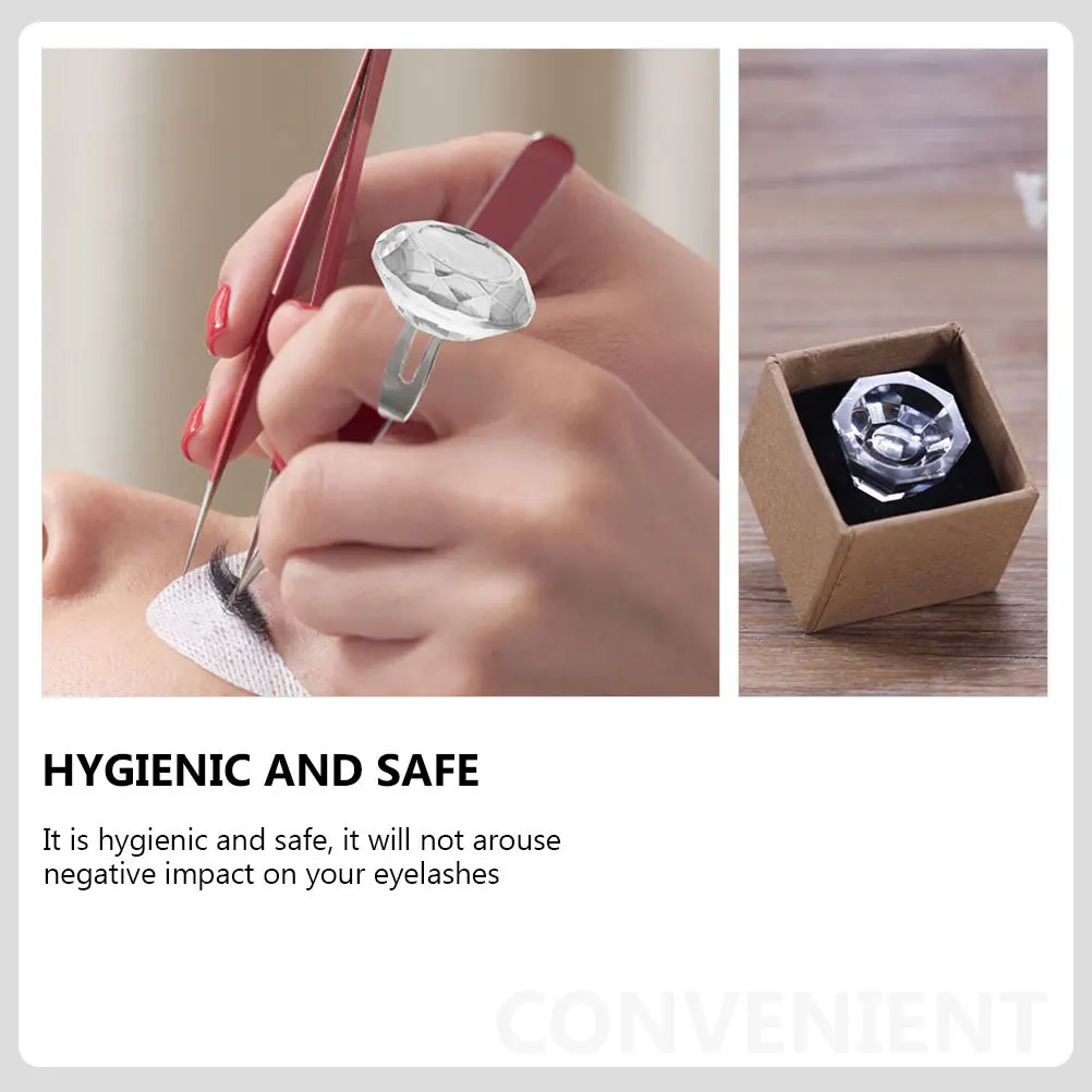 2 Pezzi Porta Colla per Ciglia Design ad Anello in Cristallo Facile da Pulire Strumenti Professionali per Microblading Conservazione Pigmenti per Tatuaggi