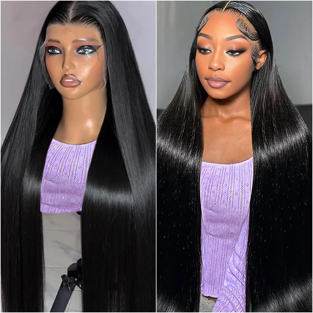 34 38 بوصة البرازيلي 13x4 13x6 العظام مستقيم الدانتيل الشفاف 100% باروكة من شعر طبيعي للنساء 200 الكثافة 360 HD شعر مستعار أمامي كامل