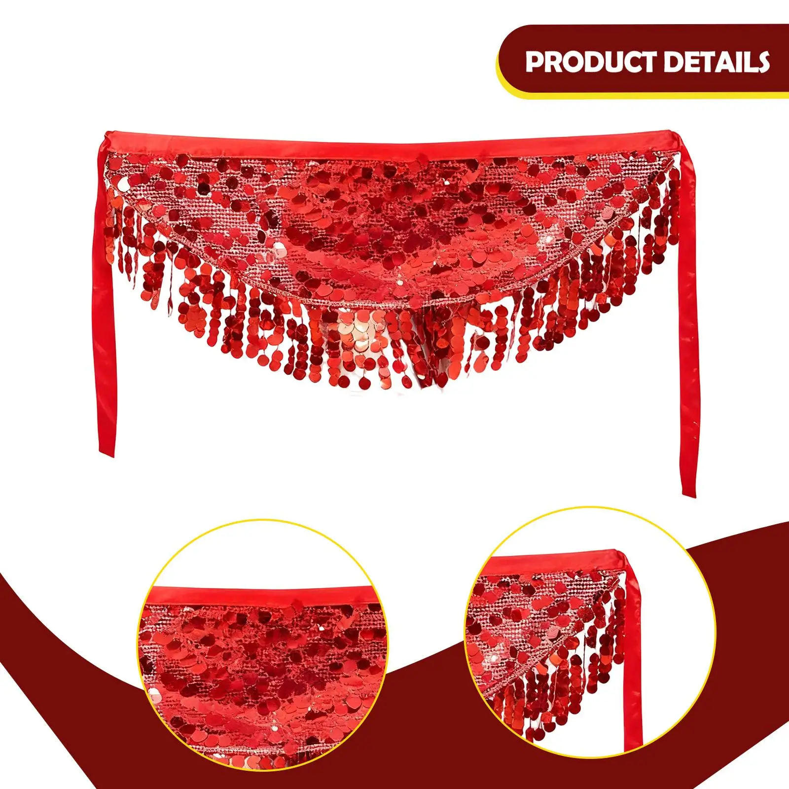 Belly Dance Hip Scarf Sequin Tassel Skirt for Stage Performance Women Girls