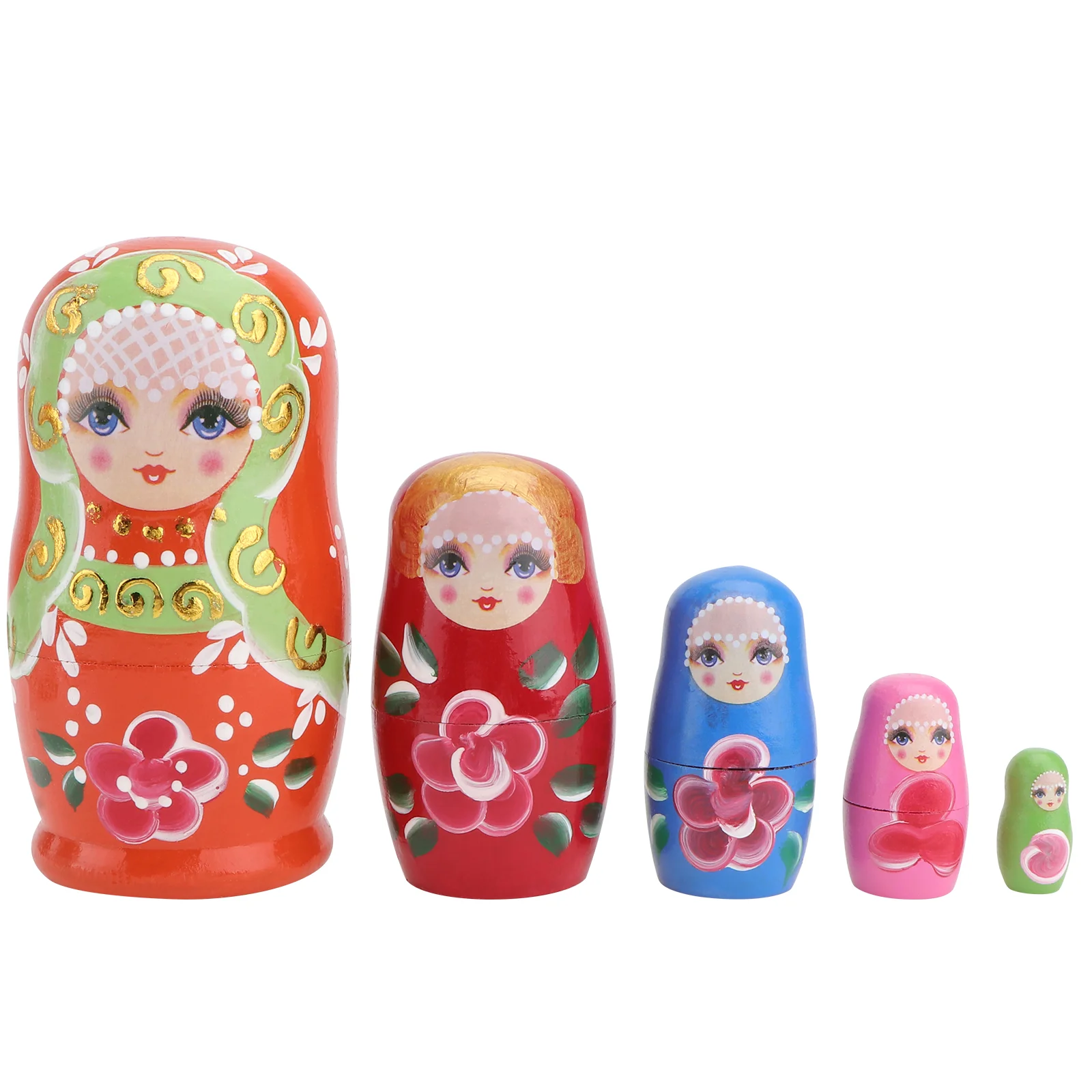 5 Pcs Matryoshka Toy Dolls Children’s Toys Nesting for Kids Wooden Russian Stacking