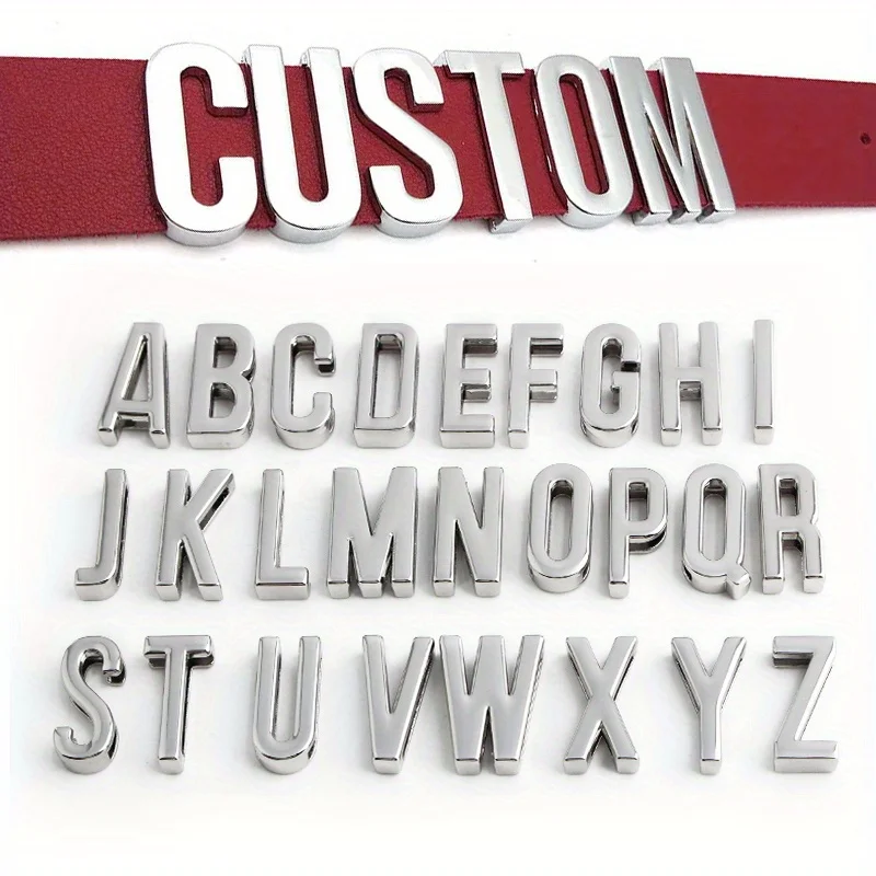 1Set/2PCS Metal A-Z Letter Belt Bracelet Accessories Dog Collar Strap Letter Buckle Slide Rail DIY Hardware Making Supplies