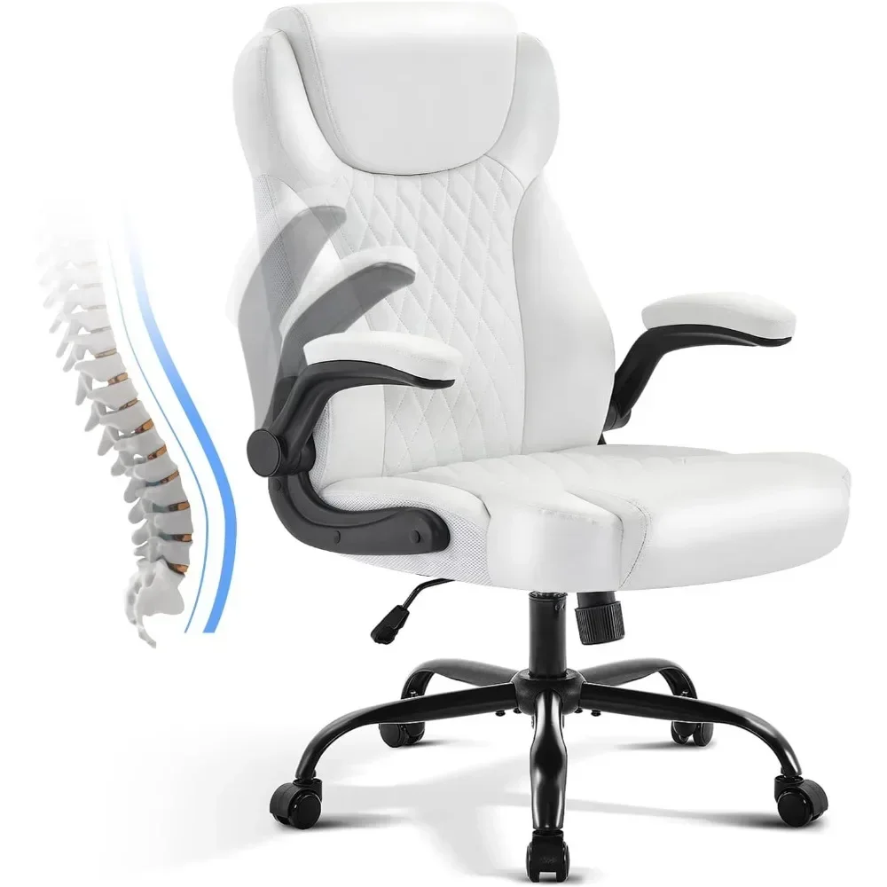 Office chair, ergonomic, with adjustable flip arm, lumbar support swivel, with swing function, home desk chair