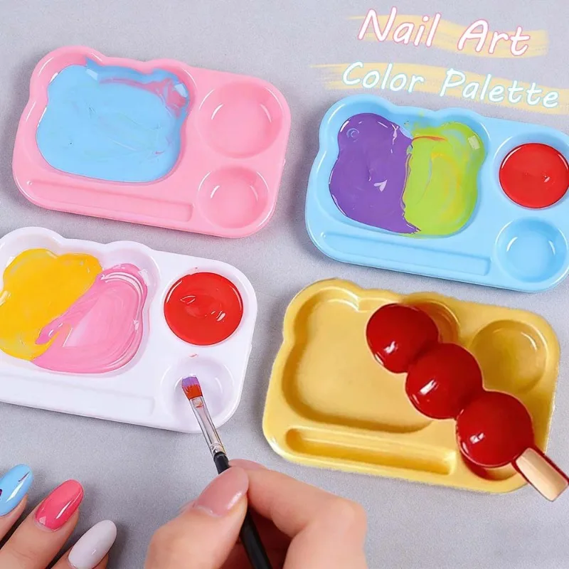 Paleta de Cores para Nail Art com Desenhos de Desenhos Animados, para Mistura de Cores, Suporte para Bandeja de Cores, Ferramentas DIY para Manicure