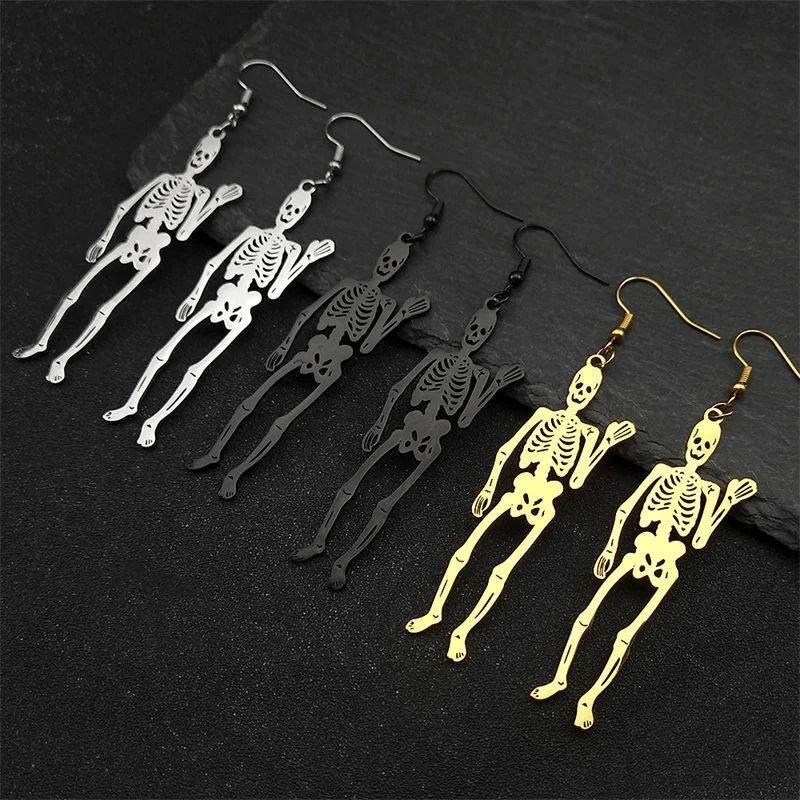 

Trend Skull Ghost Earring For Women Men Stainless Steel Gold Silver Color Halloween Gothic Male Fashion Dangle Earrings Jewelry