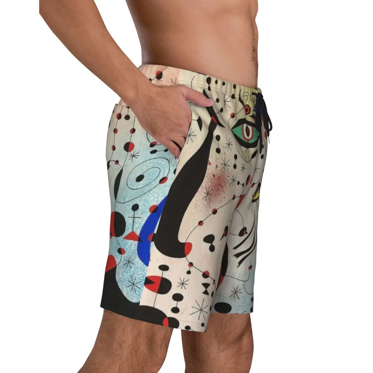 Ciphers And In Love With A Woman Print Swim Trunks Quick Dry Swimwear Beach Board Shorts Joan Miro Abstract Art Boardshorts