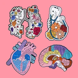 Human Organs Brain Heart Lungs Enamel Pin Brooch Pins Lapel Pins Badge on Backpack Clothes Accessories Fashion Jewelry Kid Gifts