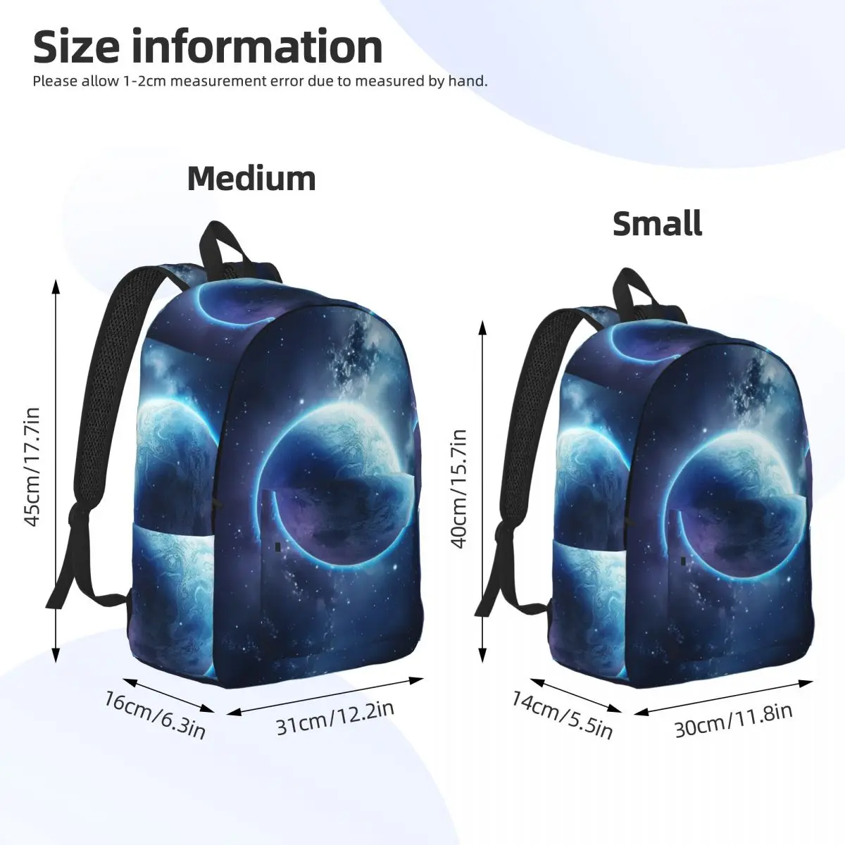 Planet Earth Backpack Daypack Large Capacity Children BookBag School Bag Shoulder Bags for Men Women
