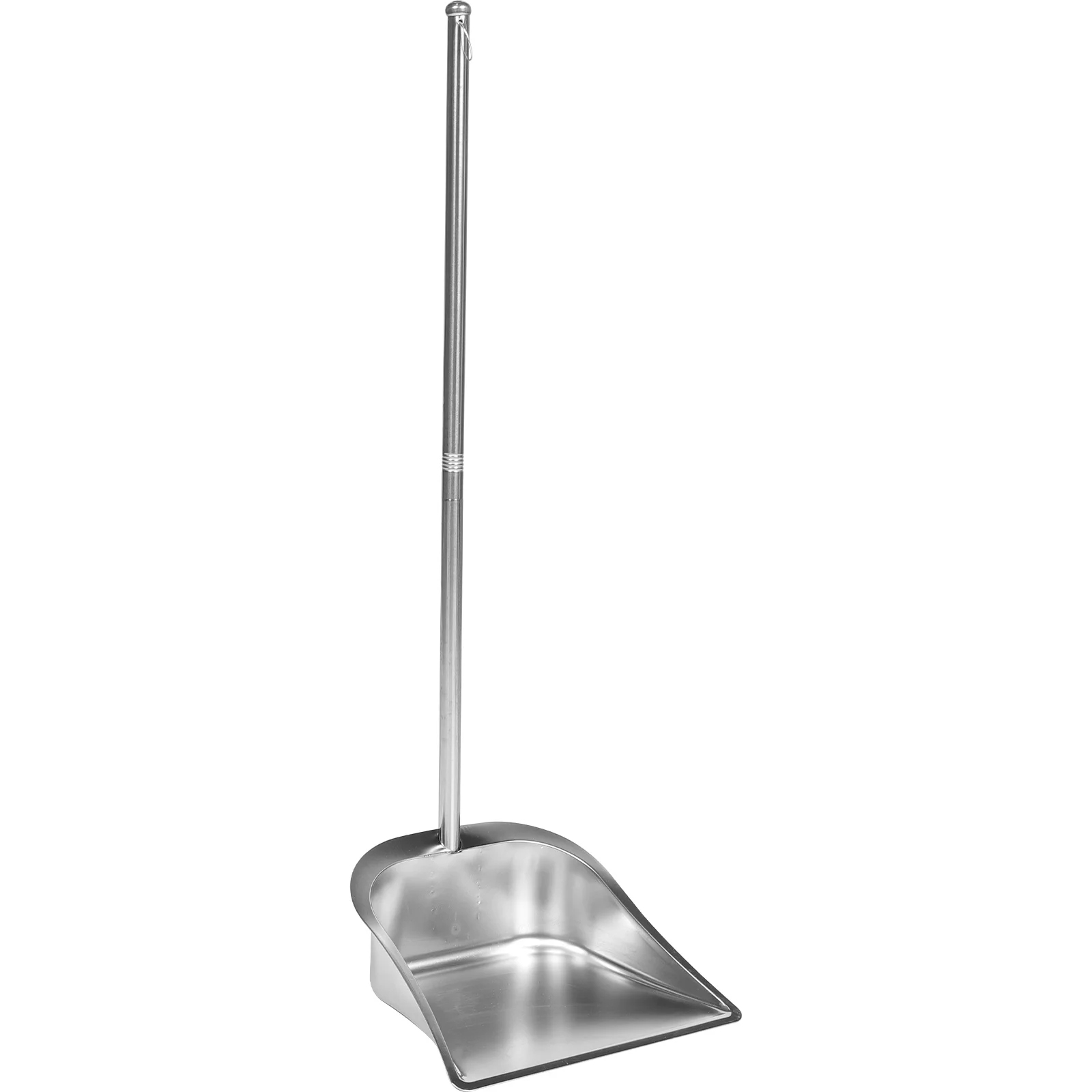 

Stainless Steel Trash Bin Long Handle Dust Pan Stand up Household Cleaning Upright Dustpan Office Standing