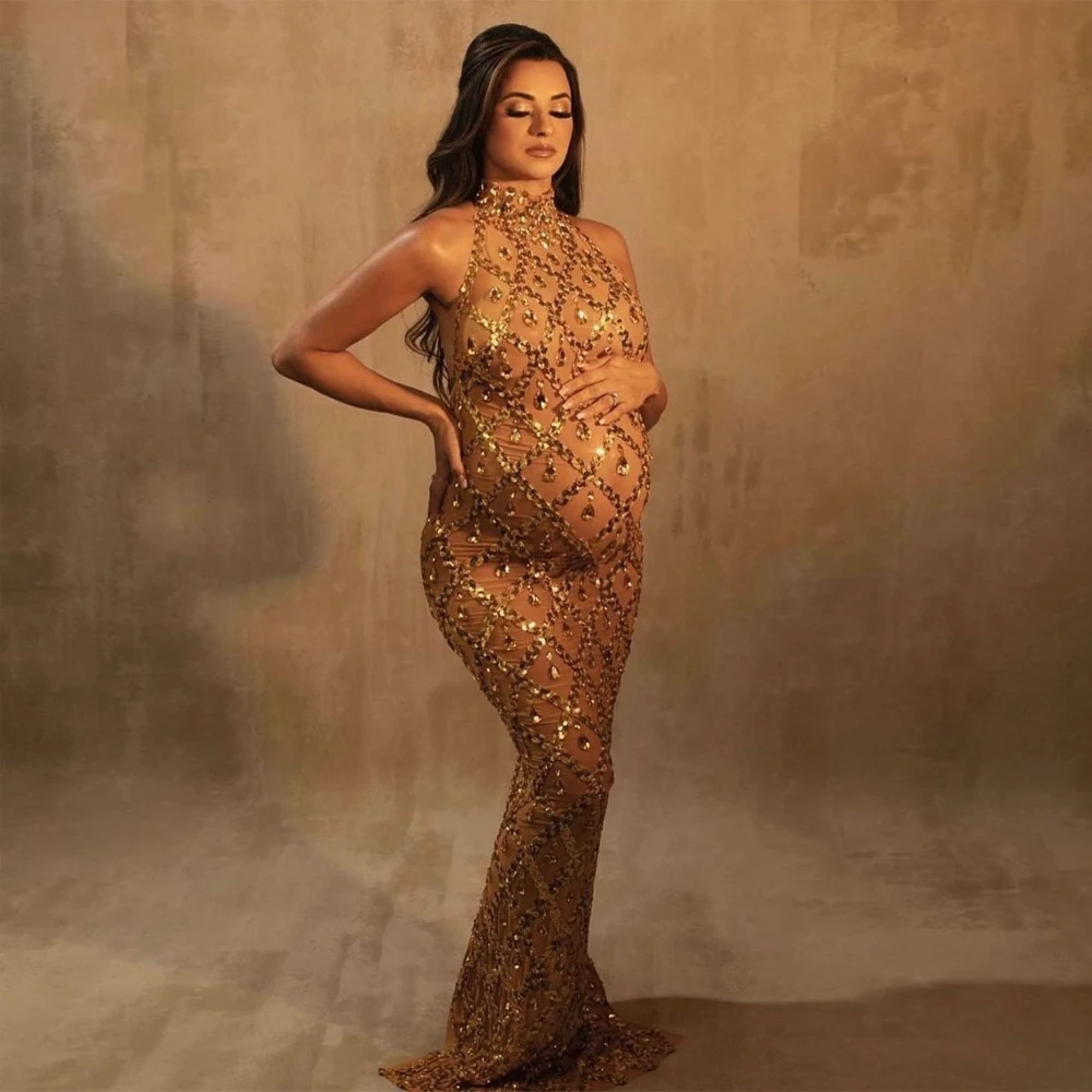 Rekwizyty do fotografii ciążowej rozciągliwa tkanina seksowna sukienka bogini Baby Shower dla sesja zdjęciowa w rozmiarze Plus Senior w ciąży