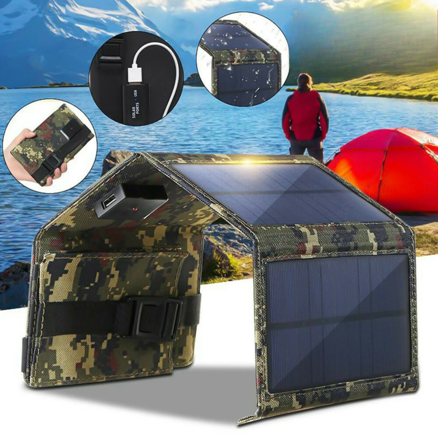 1pc Portable Foldable Solar Panels,80W USB Interface Solar Panel For Outdoor Travel And Camping