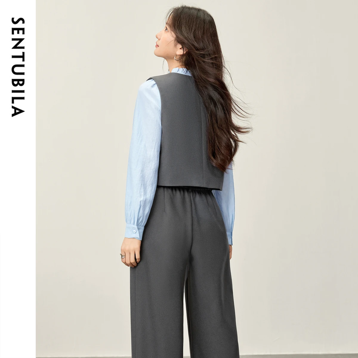 SENTUBILA Women's Suit 3 Piece Formal Jacket Vest Trouser Female Business Work Wear Set  Ruffle Pullover Blazer Set 153ZA1930