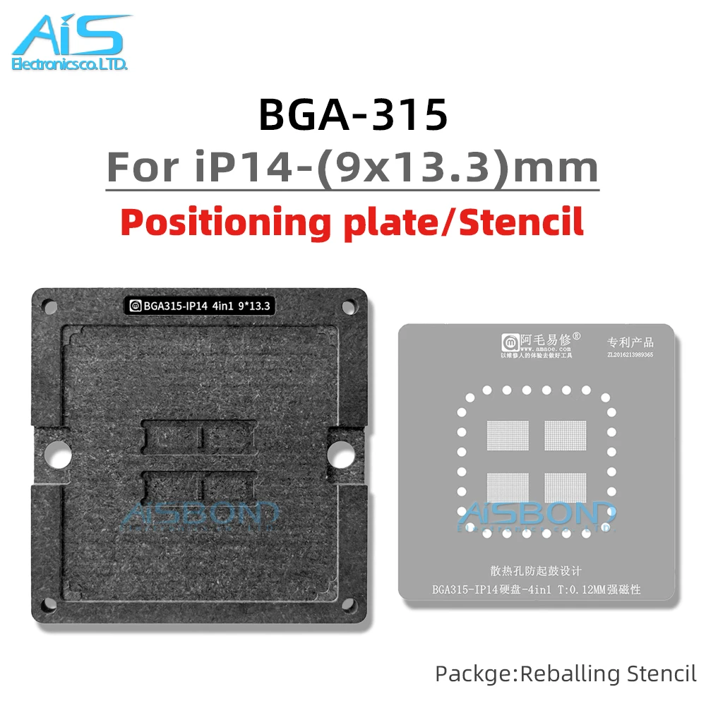 Amaoe BGA EMMC NAND Stencil Reballing Template Station Kit For For Macbook Air iPad iPhone 14 Pro Max Plus BGA315 BGA-315 0.12MM