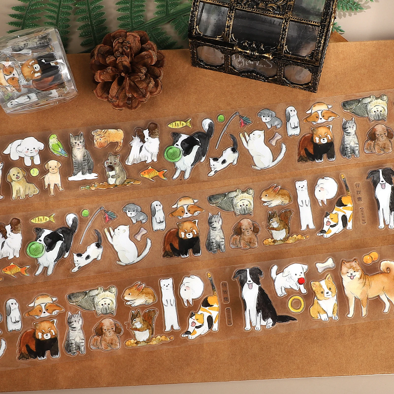 

50 мм * 5 м Kawaii домашнее животное кошка и собака пейзаж ПЭТ лента креативный DIY материал для журнала коллаж канцелярские принадлежности для скрапбукинга